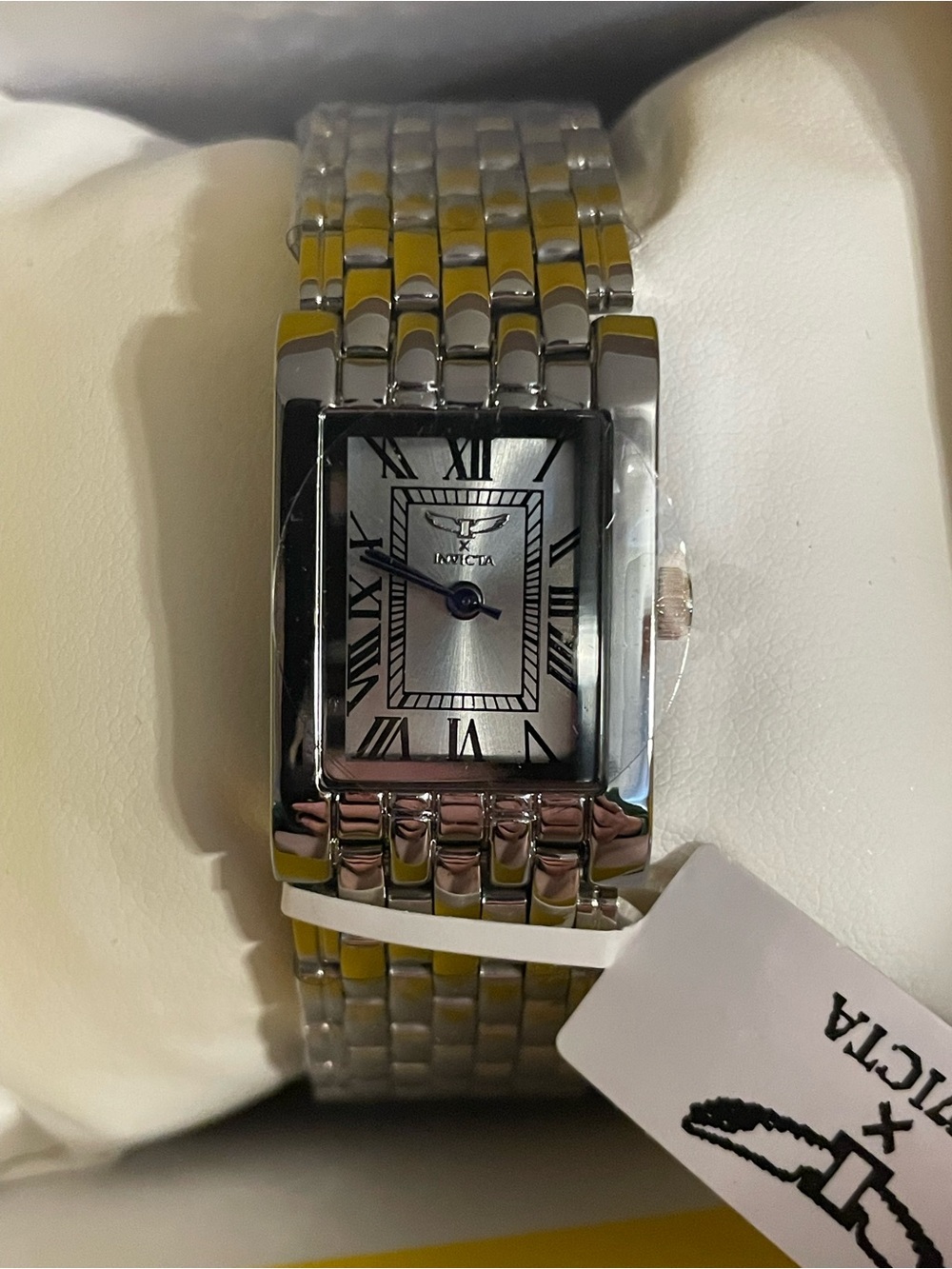 Invicta NIB Women's Silver Rectangular Roman Numeral Bracelet Watch
